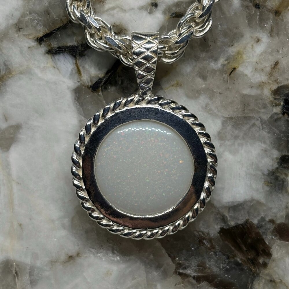 Big Round Australian Mintabie Opal Pendant Fashion Statement Piece